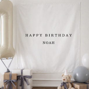 Personalized Fabric Birthday Banner Minimal Tapestry