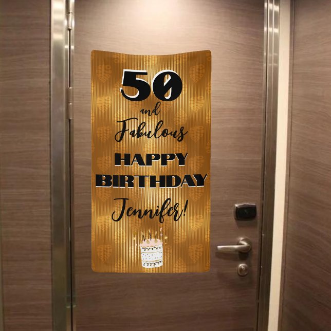 Personalized Fabulous Tropical Gold Birthday Banner (Creator Uploaded)