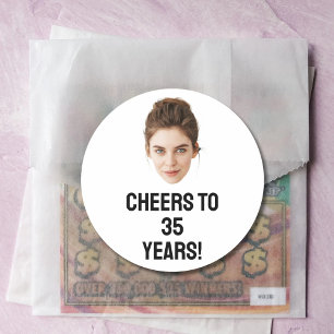Personalized Face 20th 30th 40th 50 Birthday Party Classic Round Sticker