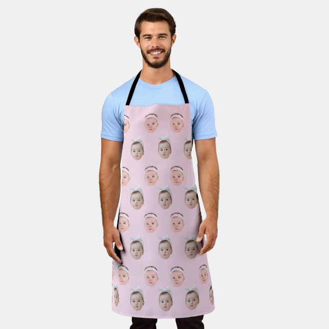 Personalized Face 2 Photos, Custom Face, Dad Mom  Apron (Worn)