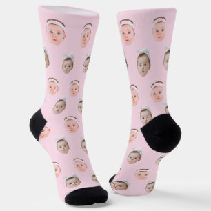 Personalized Face 2 Photos, Custom Face, Dad Mom Socks