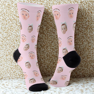 Personalized Face 2 Photos, Custom Face, Dad Mom  Socks