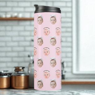 Personalized Face 2 Photos, Custom Face, Dad Mom Thermal Tumbler