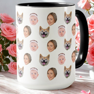 Personalized Face 3 Photo Gift For Family Mug