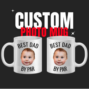 Personalized Face Best Dad By Par Custom Dad  Coffee Mug