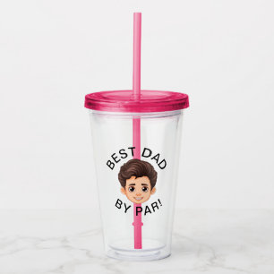 Personalized Face Best Dad By Par New Dad Acrylic Tumbler