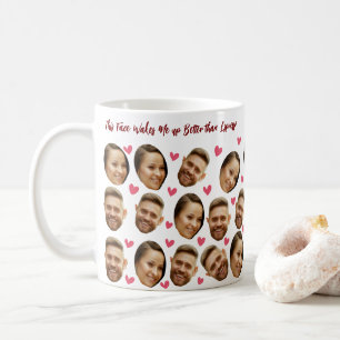 Personalized Face Custom Photo With Heart Couple Coffee Mug