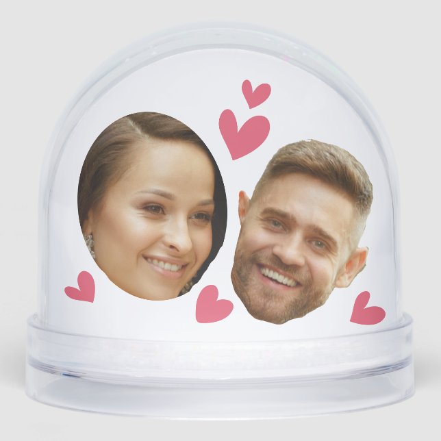Personalized Face Custom Photo With Heart Couple Snowglobe (Front)