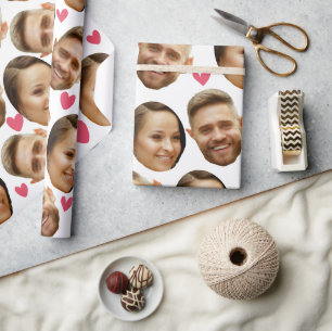 Personalized Face Custom Photo With Heart Couple Wrapping Paper