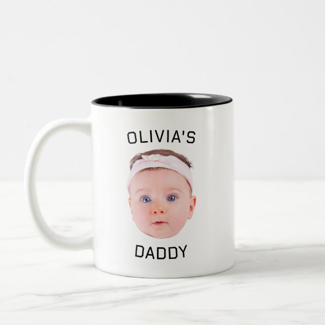 Personalized Face Mug, Custom Baby Mug, Dad Gift Two-Tone Coffee Mug (Left)