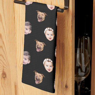 Personalized Face Photo   3 Photos Face Kitchen Towel