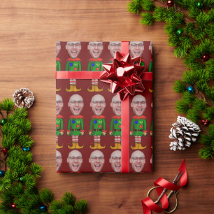Personalized Face Photo Elf Custom Face Christmas Wrapping Paper