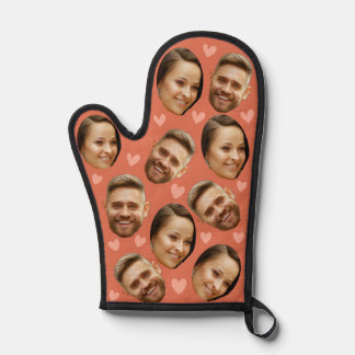 Personalized Face Photo Heart Couple Terracotta Oven Mitt