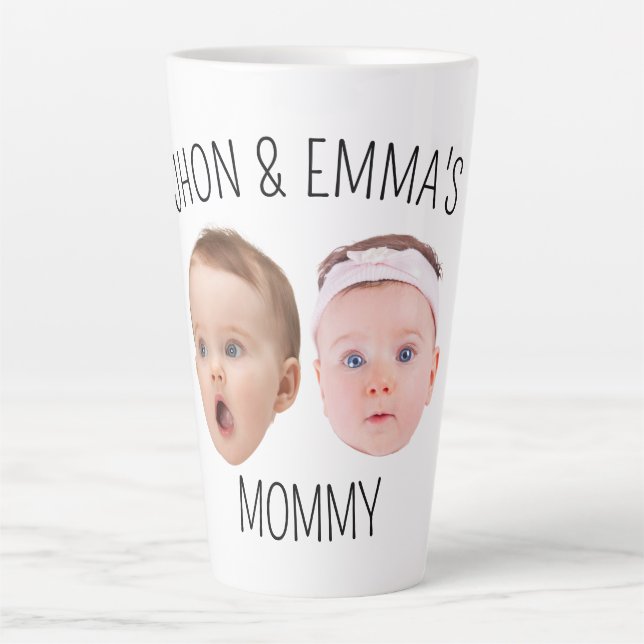 Personalized Face Photo Kids, Mother's Day Gift Latte Mug (Front)