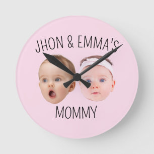 Personalized Face Photo Kids, Mother's Day Gift Round Clock