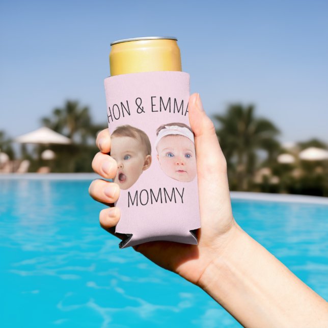 Personalized Face Photo Kids, Mother's Day Gift Seltzer Can Cooler (In Situ Pool)