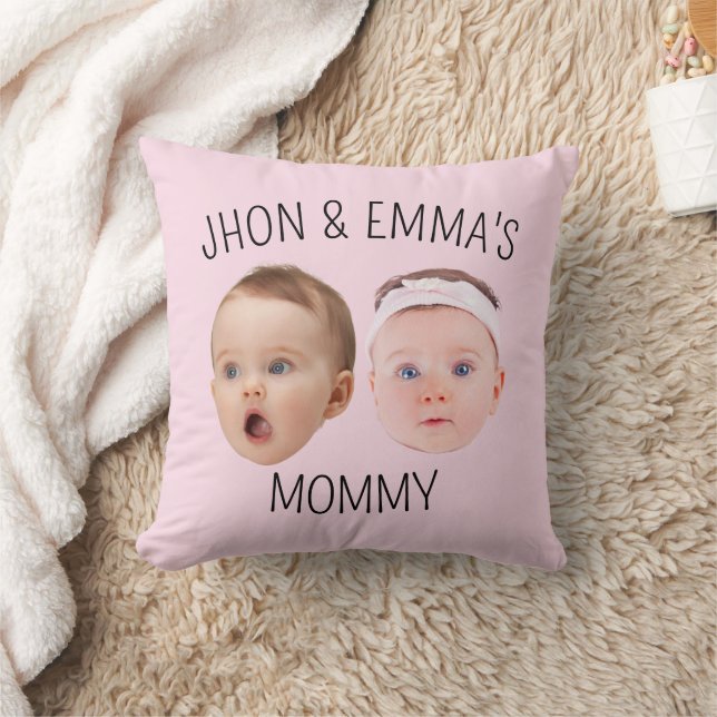 Personalized Face Photo Kids, Mother's Day Gift Throw Pillow (Blanket)