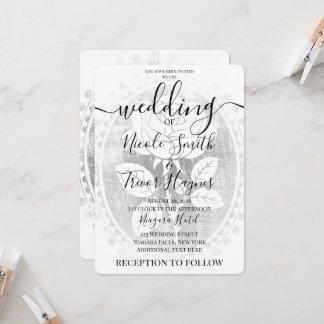 Personalized Faded Vintage Rose Cameo Wedding Invitation