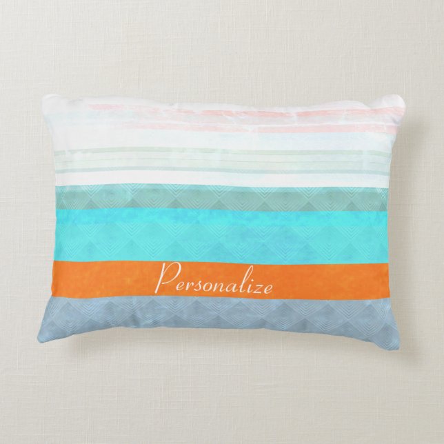 Personalized Faded & Weathered Stripes Accent Pillow (Back)