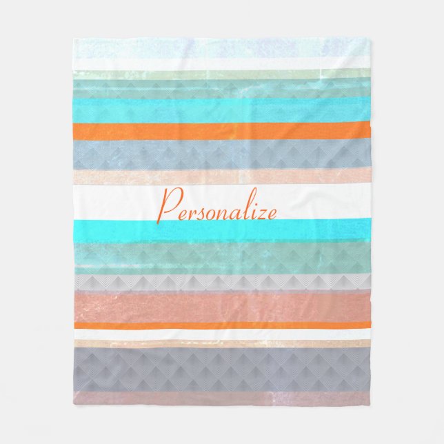 Personalized Faded & Weathered Stripes Fleece Blanket (Front)