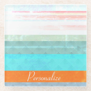 Personalized Faded & Weathered Stripes Glass Coaster