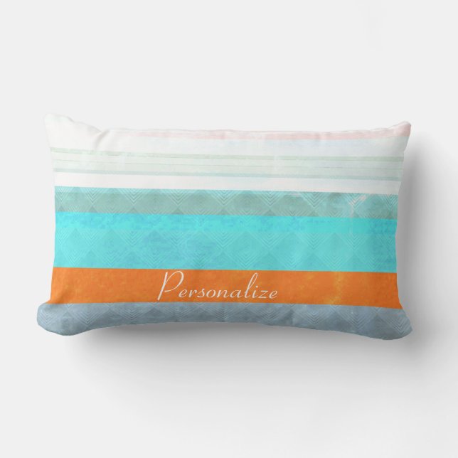 Personalized Faded & Weathered Stripes Lumbar Pillow (Front)