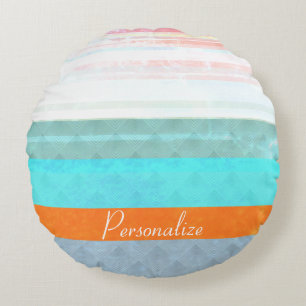Personalized Faded & Weathered Stripes Round Pillow
