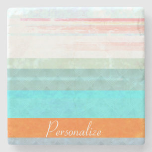 Personalized Faded & Weathered Stripes Stone Coaster