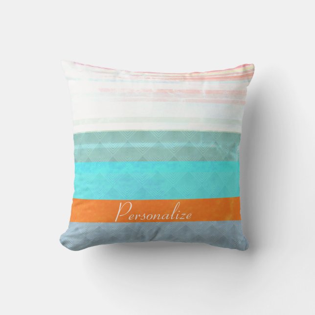Personalized Faded & Weathered Stripes Throw Pillow (Front)