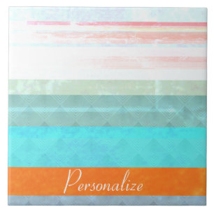Personalized Faded & Weathered Stripes Tile