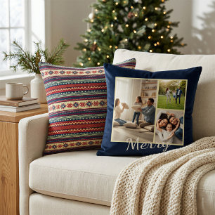 Personalized Fair Isle Christmas Photo Pillow
