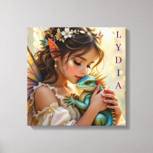Personalized Fairy and Dragon Mystical  Canvas Print
