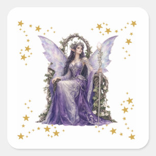 Personalized Fairy Angel 7th Birthday Party Napkin Square Sticker