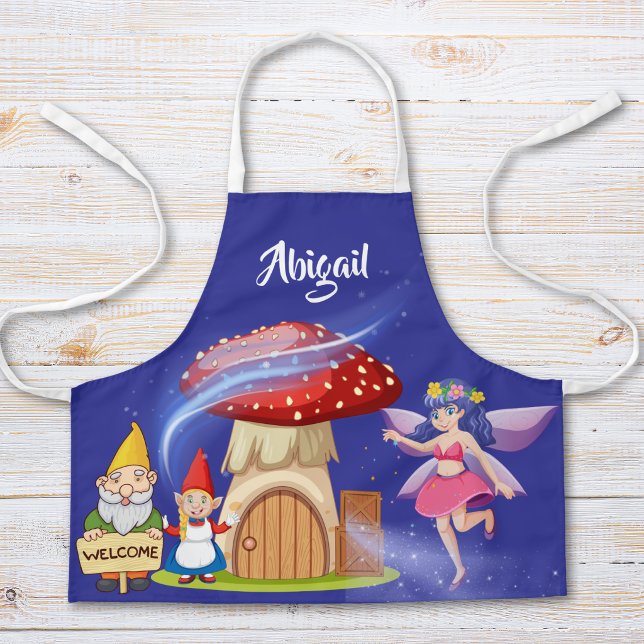 Personalized Fairy & Gnome Kids Apron | Indigo (Creator Uploaded)