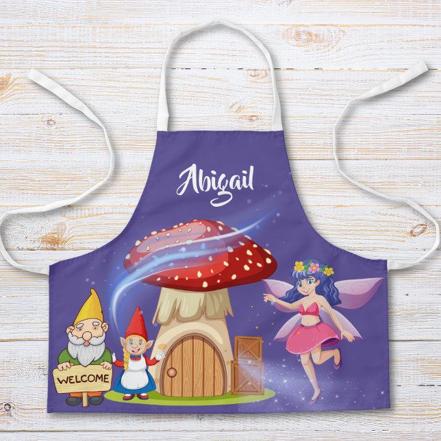 Personalized Fairy & Gnome Kids Apron | Purple (Creator Uploaded)