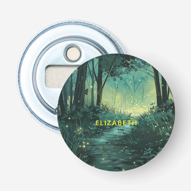 Personalized Fairy Light Forest Bottle Opener (Front)