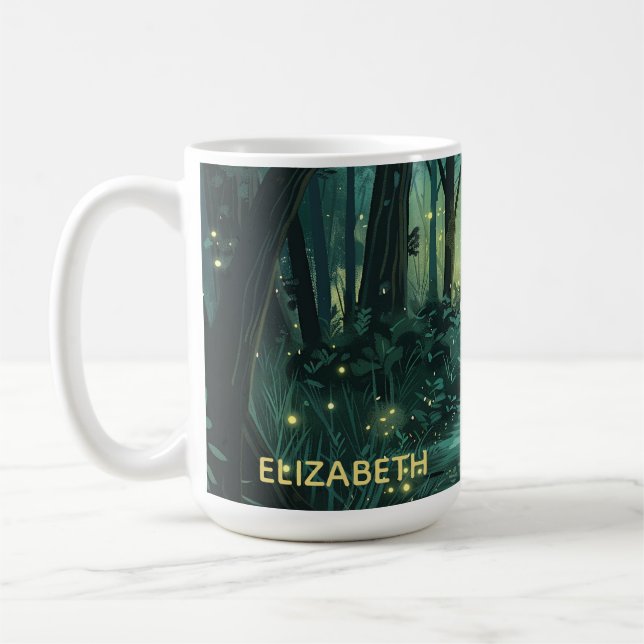 Personalized Fairy Light Forest Coffee Mug (Left)