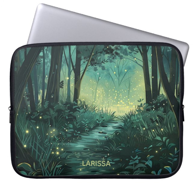 Personalized Fairy Light Forest Laptop Sleeve (Front)