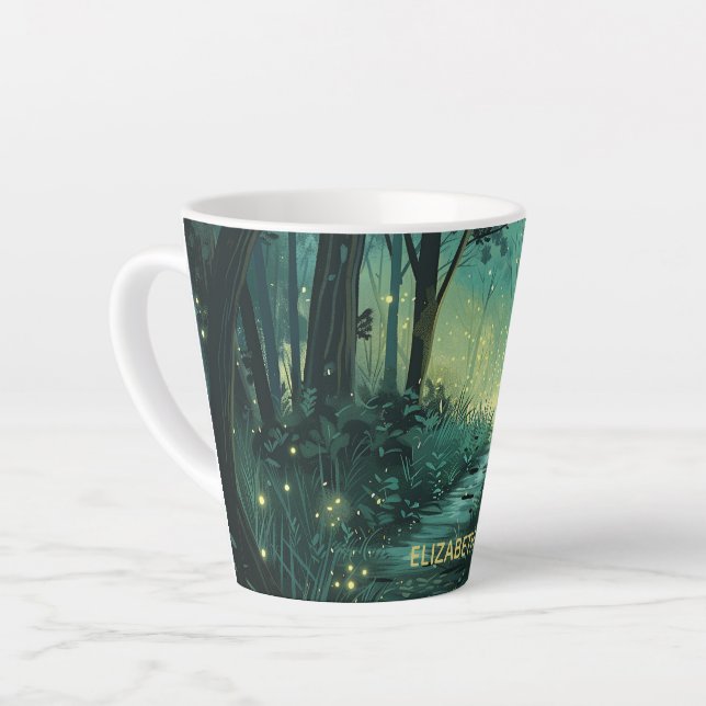 Personalized Fairy Light Forest Latte Mug (Left Angle)