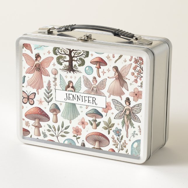 Personalized Fairy Metal Lunch Box (Front)