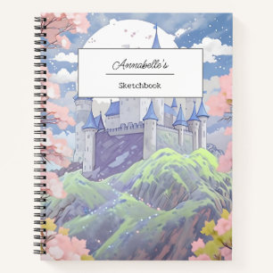 Personalized Fairytale Castle Pastel Watercolor  Notebook