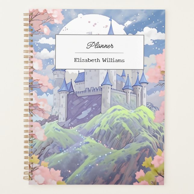 Personalized Fairytale Castle Pastel Watercolor  Planner (Front)