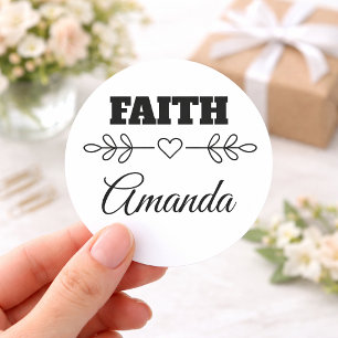 Personalized Faith Heart Christian Classic Round Sticker