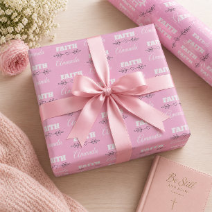 Personalized Faith Heart Christian Wrapping Paper