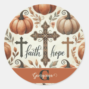 Personalized Faith & Hope Christian Halloween Classic Round Sticker