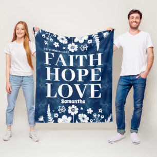 Personalized Faith, Hope, Love Christian Fleece Blanket