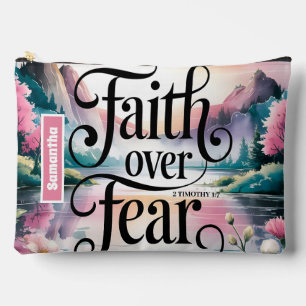 Personalized Faith Over Fear Christian Women Accessory Pouch