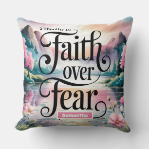 Personalized Faith Over Fear Christian Women Throw Pillow