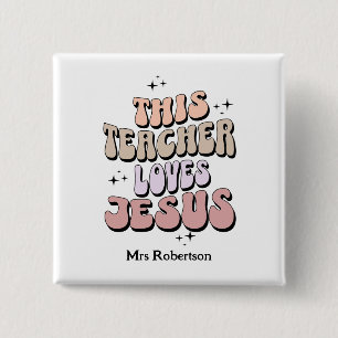 Personalized faith retro teacher appreciation  2 inch square button
