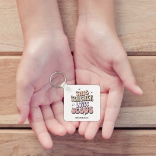 Personalized faith retro teacher appreciation  keychain